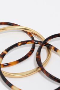 Set of 4 bracelets with tortoiseshell effect and matte gold finish