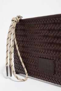 Dark brown medium leather zip clutch