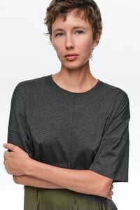 Khaki two-material asymmetric dress