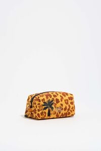 Small yellow Leopard palms nylon make-up case