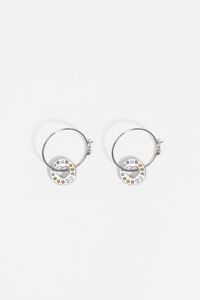 Silver crystal logo hoop earrings