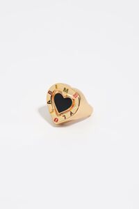 Gold swivel heart logo ring