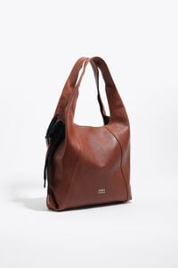 Large dark tan leather Paper bag