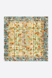 Watercolor floral and checked scarf
