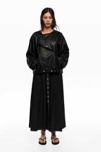 Black A-line skirt with buttons