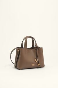 Small golden brown leather Chihuahua tote bag