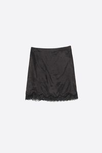 Washed black lace mini skirt