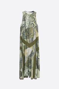 Green Snake patchwork A-line dress