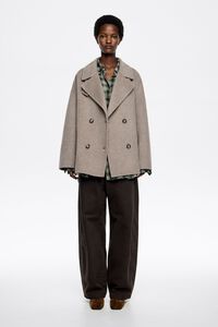 Taupe short double-face jacket Taupe short double-face jacket
