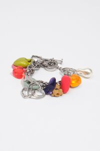Silver heart multicharm bracelet