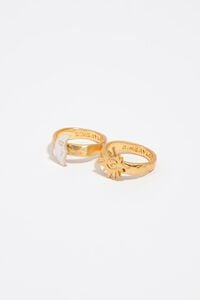 Set of 2 sun and moon rings with mother-of-pearl