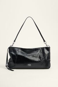 Large black leather envelope bag