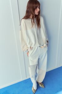 Ivory oversize patchwork cotton sweatshirt