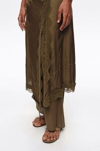 Dark olive viscose lace skort
