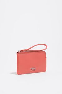 Coral leather coin purse