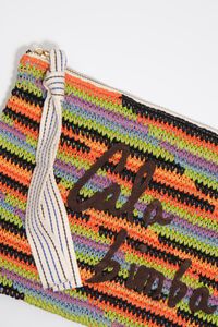 Large orange plaited cotton handbag