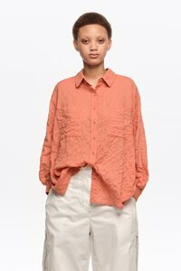 Orange textured cotton shirt