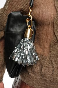 Metallic pompom key ring