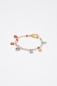 Multicolor stones and pearls double-layer bracelet