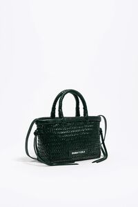 Dark green plaited leather mini bag