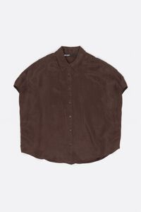 Dark brown fluid cape shirt