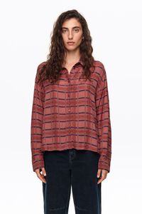 Garnet checked boxy fluid shirt