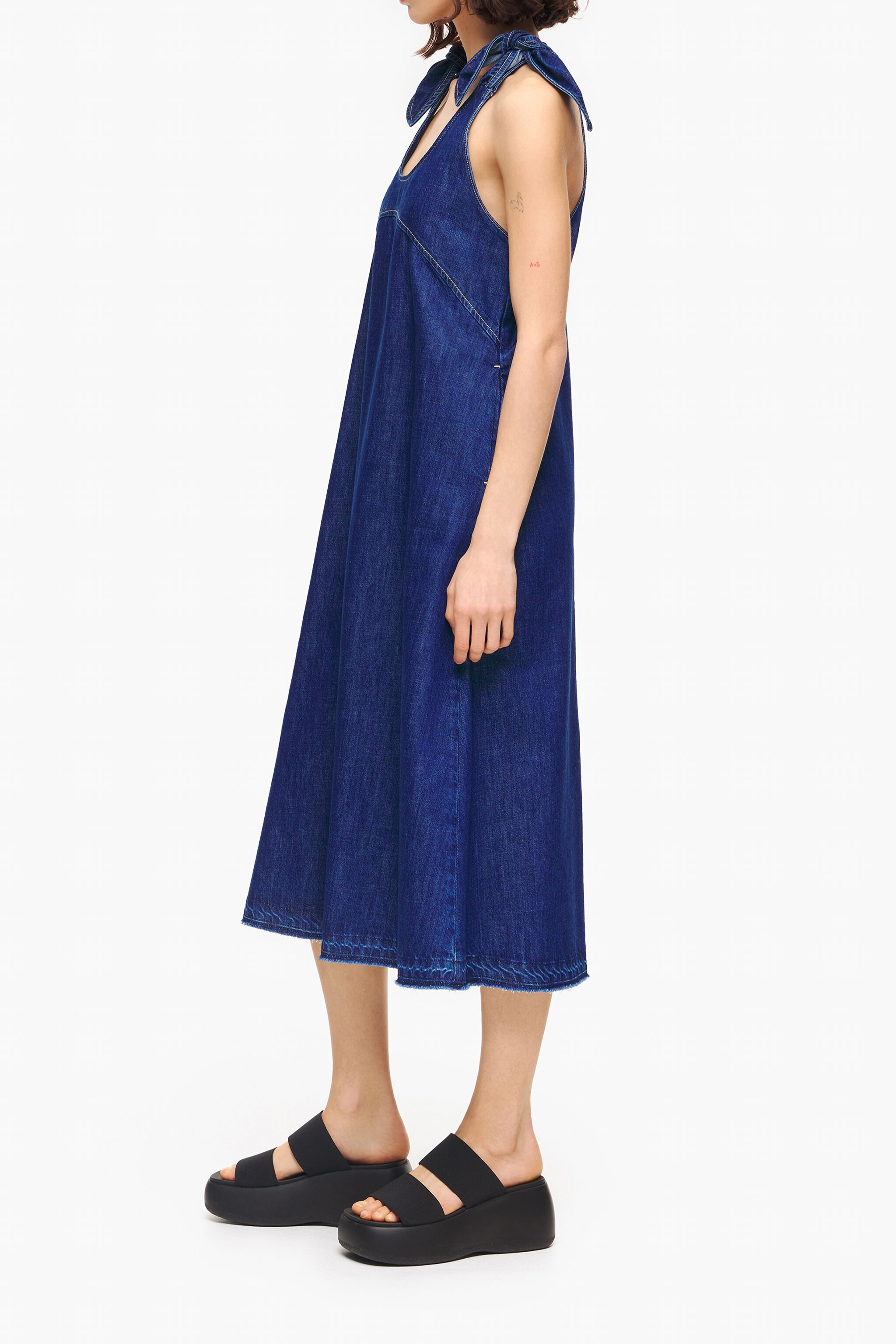 navy blue denim dress