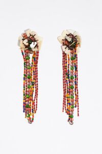 Mother-of-pearl and red bead earrings