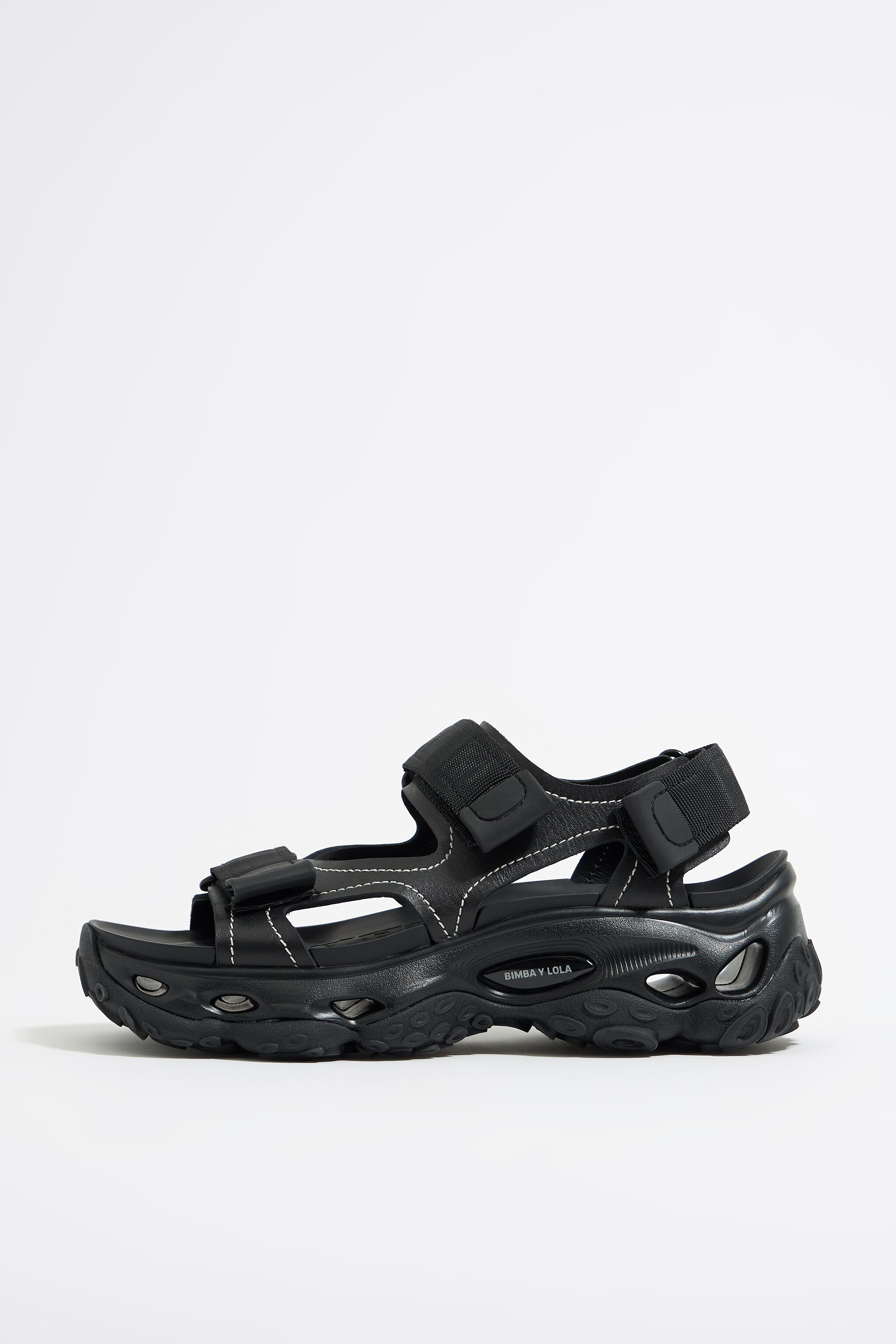 Black leather octopus sandal