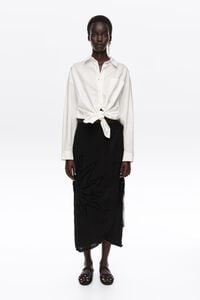 Black fringed midi sarong skirt