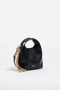 Black leather mini Paper bag