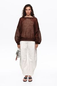 Dark brown mohair boat-neck sweater