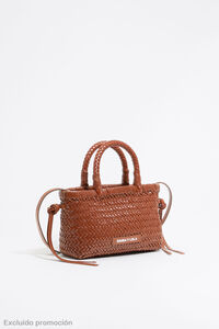 Honey plaited leather mini bag