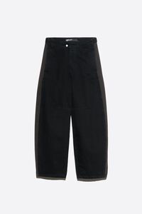 BARREL - Black two-tone adjustable waist denim trousers