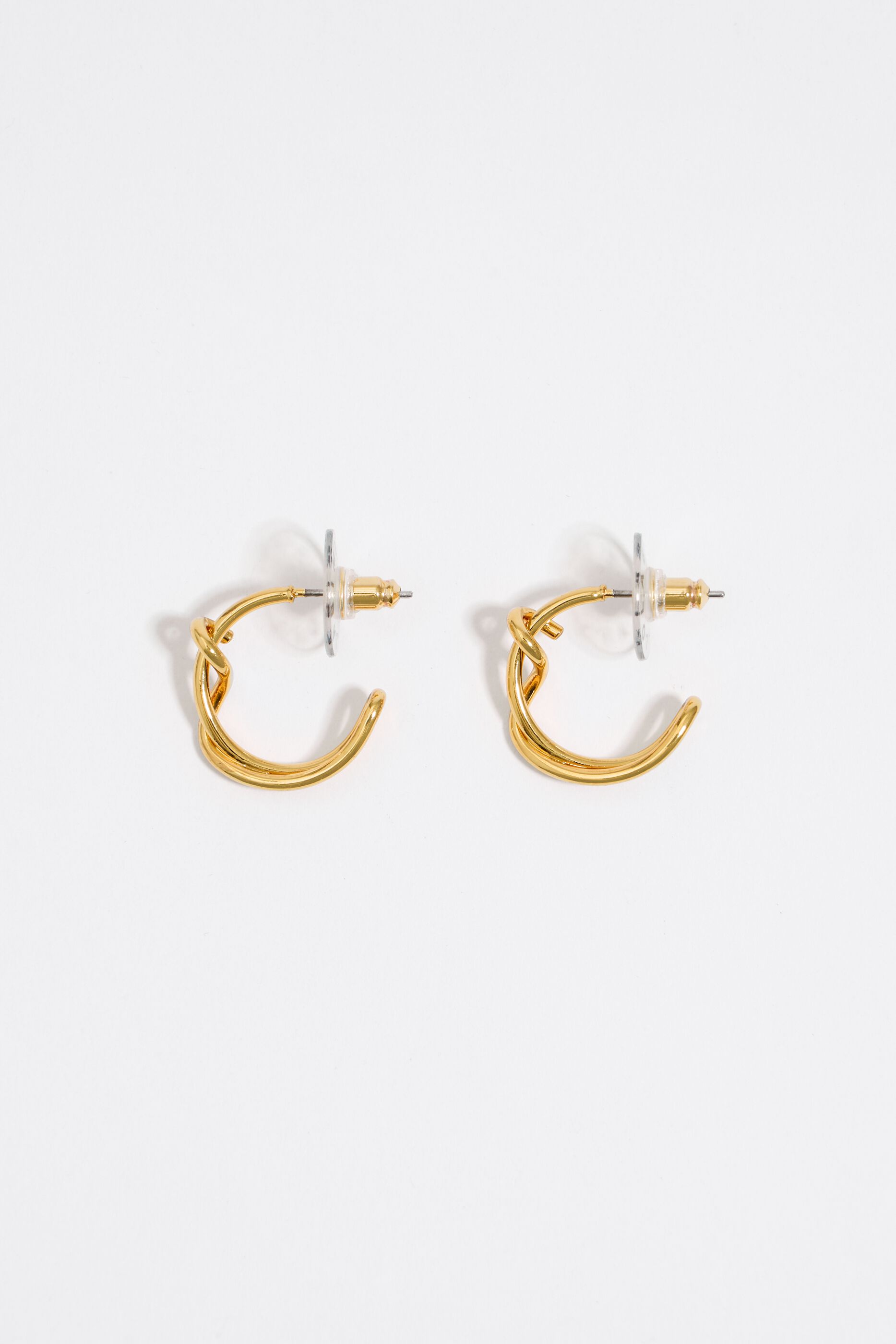 Gold knot hoop discount earrings