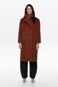 Burnt orange fur midi coat