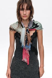 Geometric snakeskin design patchwork shawl