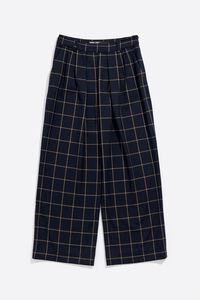 Navy blue checked flared trousers Navy blue checked flared trousers