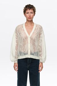 Ivory mohair openwork cardigan