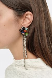 Tulip and stone earrings with silver crystals