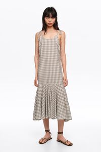 Light blue checked strappy dress