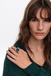 Blue crystal heart ring