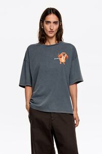 Gray-blue dachshund logo T-shirt