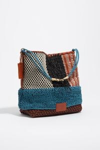 Medium multicolor plaited leather shoulder bag