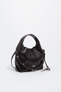 Small espresso leather Paper bag
