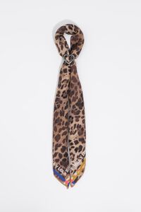 Animal print scarf charm with logo border