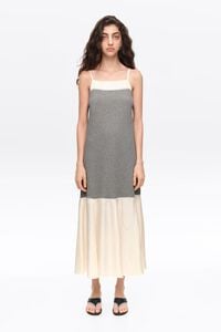 Gray melange two-material A-line dress