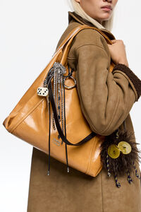 Large chestnut leather Paper bag