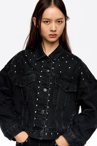 Black studded denim jacket