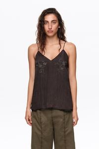 Black straight top with stones